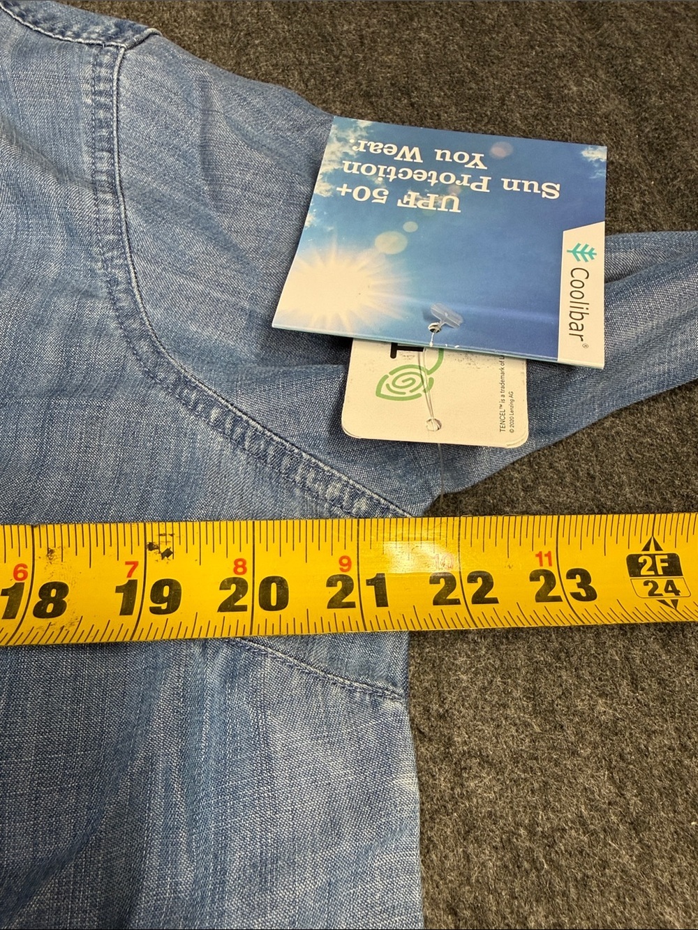 Coolibar Light Denim Long-Sleeve Shirt - Light Blue - Picture 8 of 10